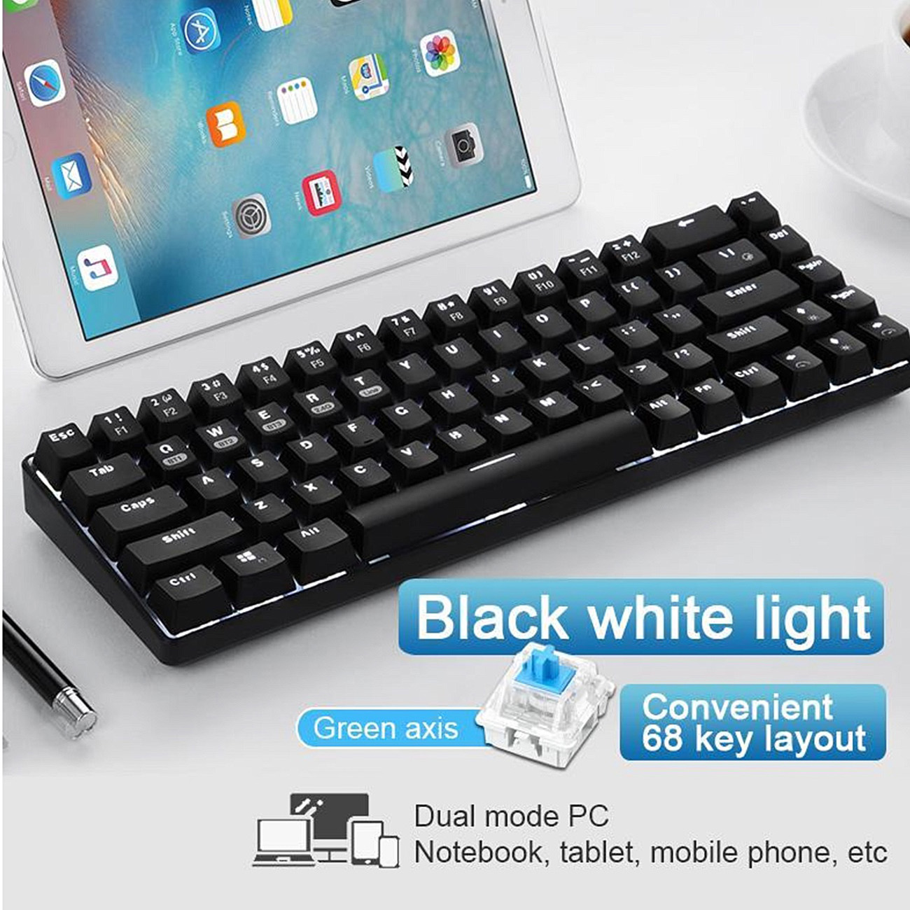 WUHAN WEI&WEN INTERNATIONAL TRANING 68-Key Wireless Bluetooth/USB Wired Gaming Mechanical Keyboard